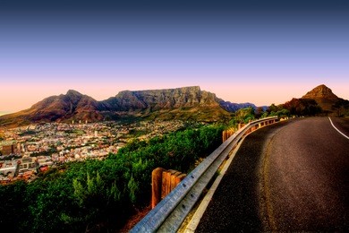 beautiful view of table mountain in cape town from signal hill.