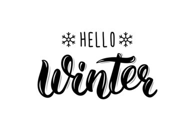 hello winter handlettering inscription. winter logos and emblems for invitation, greeting card, t-shirt, prints and posters. hand drawn winter inspiration phrase. vector illustration