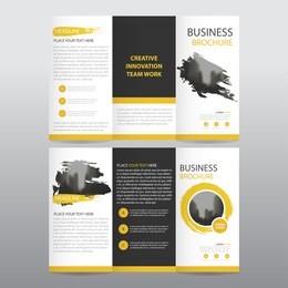 yellow abstract business trifold leaflet brochure flyer report template vector minimal flat design set, abstract three fold presentation layout  a4 size