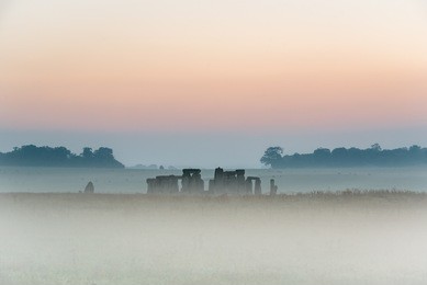 stonehenge in the mist wiltshire landscape uk