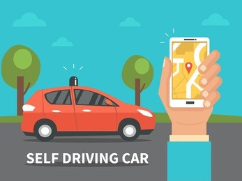 self driving car concept. vector illustration.