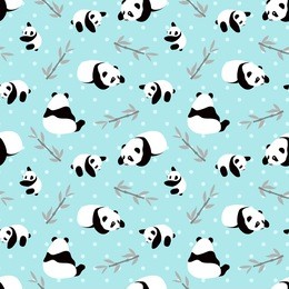 panda bear vector background. seamless pattern with cute cartoon panda.