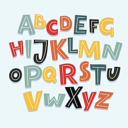 vector funny comics font. hand drawn capital colorful cartoon english alphabet with capital letters