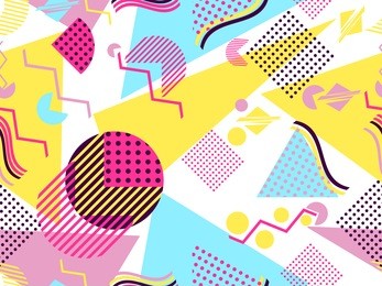 memphis seamless pattern. geometric elements memphis in the style of 80's. vector illustration.