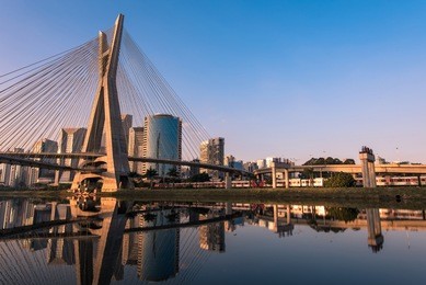 octavio frias de oliveira bridge in sao paulo is the landmark of the city