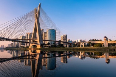 octavio frias de oliveira bridge in sao paulo is the landmark of the city