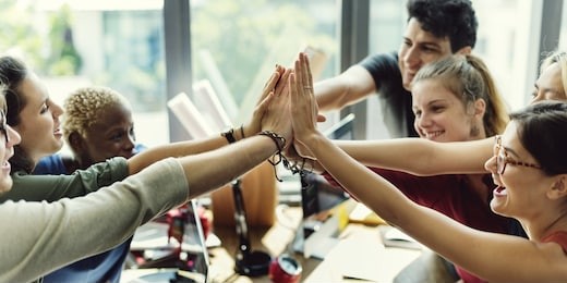 teamwork power successful meeting workplace concept