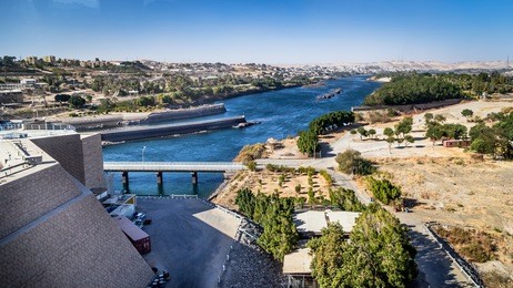 aswan dam. the high dam. aswan, nubia, egypt.