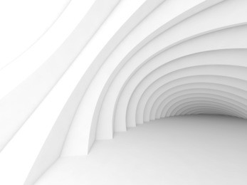 abstract geometric digital interior background with vortex tunnel, 3d illustration