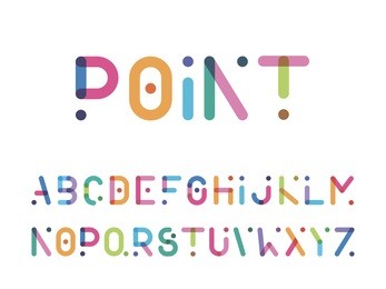 color font with a point capital letters