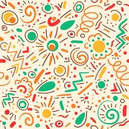 abstract hand drawn doodle geometric elements vector seamless pattern for textile, wallpaper, background.