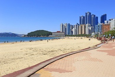 haeundae beach in the morning, busan, korea