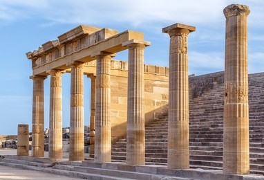 ruins of ancient temple in the lindos, rhodes
