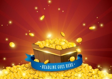 vector of gold coins splashing,  treasure element and background