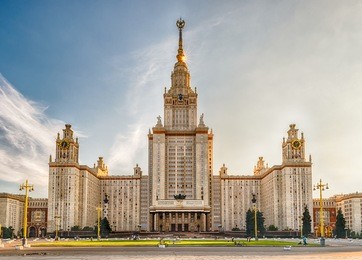 lomonosov state university, iconic building and sightseeing in moscow, russia
