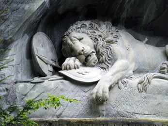 the lion monument, the lion of lucerne. a rock relief in lucerne, switzerland,