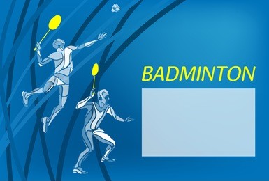 mens doubles badminton players. color vector illustration