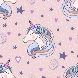 unicorns seamless pattern. vector elements for design. magic pattern with stars and hearts