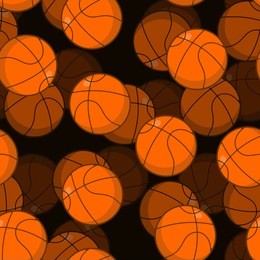 basketball 3d seamless pattern. sports accessory ornament. volume background. orange spherical. texture for sports team game with ball
