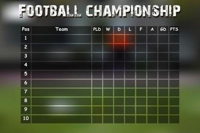 summary table football championship. vector illustration