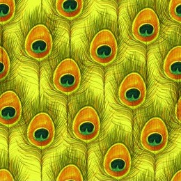 seamless watercolor pattern with yellow peacock feather