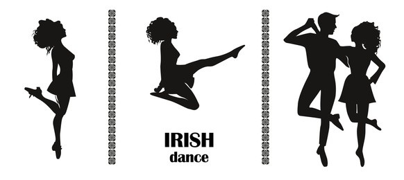 set of dance figures. irish dance. silhouette. design posters, invitations to competitions and championships