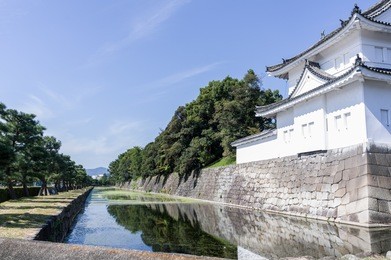 moat of nijo-jo castle, kyoto, japan 