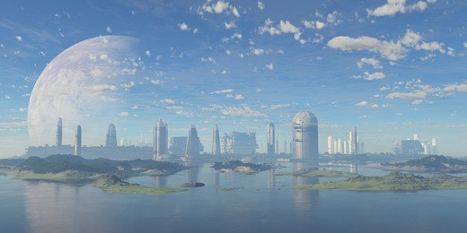futuristic city, 3d illustration