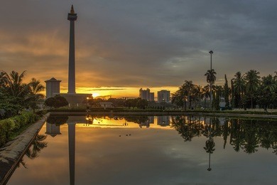 "monas" national monument in jakarta, indonesia.