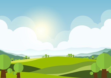 nature landscape background, cuted flat design