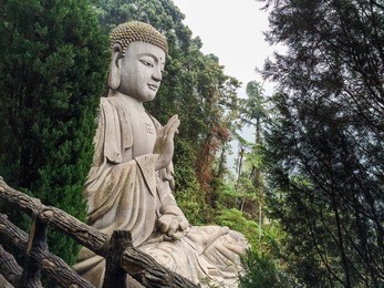 giant buddha statue in chinese temple at genting highland, malaysia