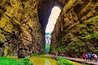 wulong karst limestone rock formations in longshui gorge difeng, an important constituent part of the wulong karst world natural heritage. china