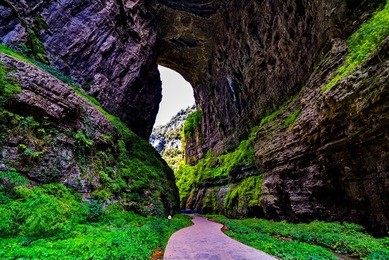 wulong karst limestone rock formations in longshui gorge difeng, an important constituent part of the wulong karst world natural heritage. china