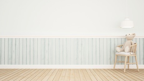 teddy bear on chair in coffee shop or kid room - 3d rendering