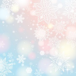 light background with snowflakes and stars, vector illustration