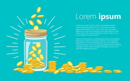 saving dollar coin in jar. concept vector illustration flat design style vector illustration. saving money jar. money jar.