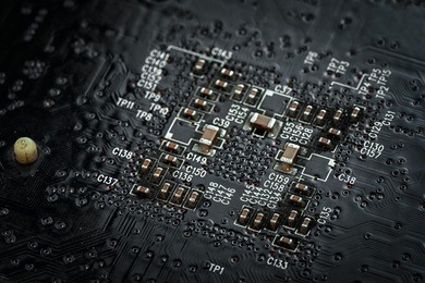 black circuit board close up