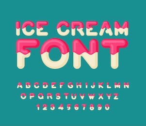 ice cream font. popsicle alphabet. cold sweets abc. food typography. edible letters. dessert lettering