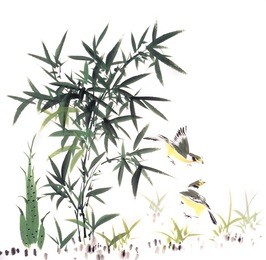 traditional chinese painting bamboo and birds