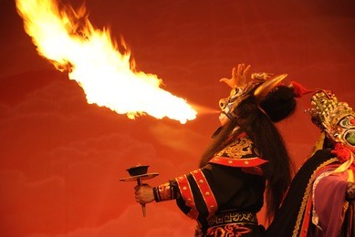 sichuan opera is one of the chinese oldest local operas.spit fire  is an important intangible cultural heritage in china.