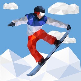 snowboarder jumping through air with deep blue sky in background. snowboard tricks vector