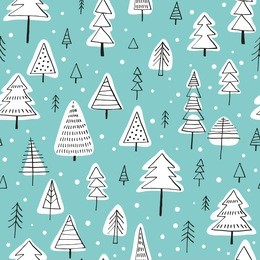 seamless vector pattern with christmas trees. can be used for wallpaper, pattern fills, web page background, surface textures, gifts. creative hand drawn textures for winter holidays.
