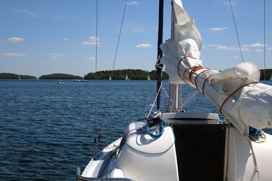 sailboat on the lake water on a summer day.summer travel.