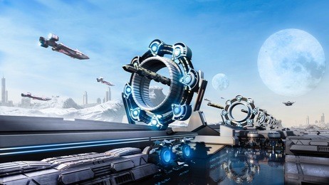 3d rendering scifi fantasy concept cityscape and transport in the future