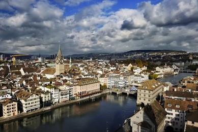 the aerial view of zurich cityscape, switzerland