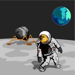 astronaut walking on the moon