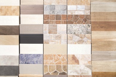 various ceramic tiles samples