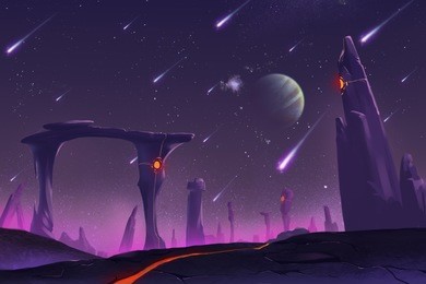 fantastic and exotic allen planet's environment: stone pillars. video game's digital cg artwork, concept illustration, realistic cartoon style background
