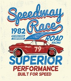 vector vintage sport racing car, t-shirt graphics, vintage typography