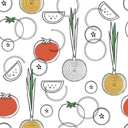 vegetables seamless pattern. linear vegetables background. healthy organic food backdrop. vector illustration